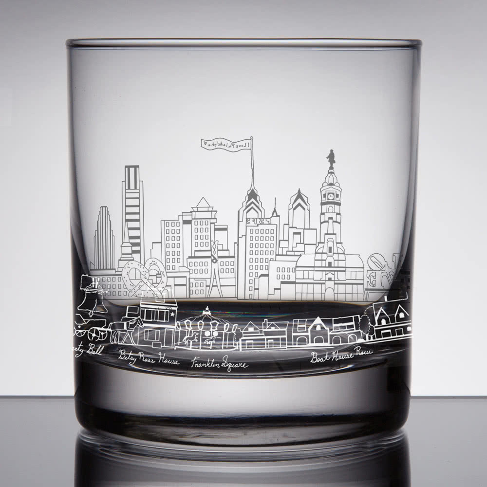 Philly Whiskey Rocks Glass - Hello World