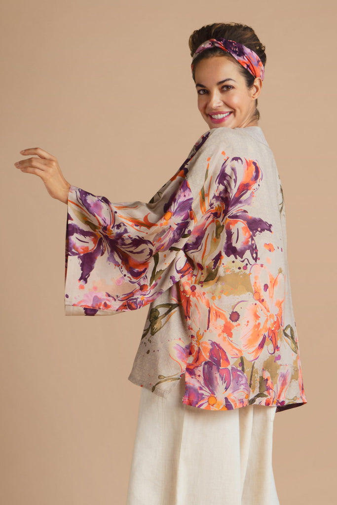 Orchid & Iris Kimono Model