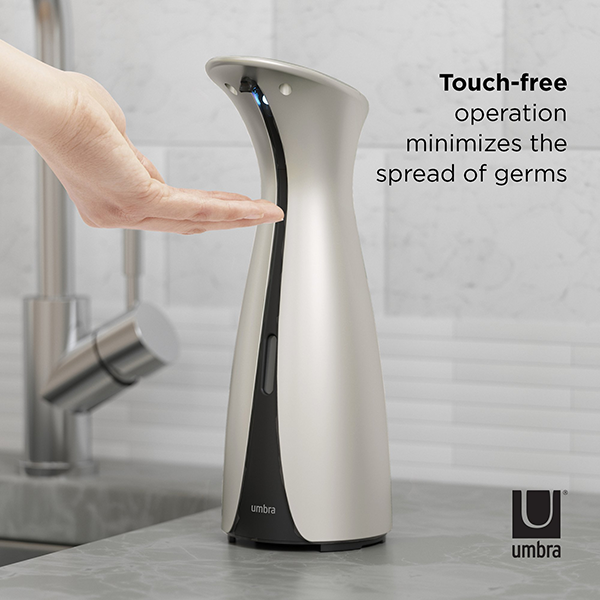 Otto Automatic Soap Dispenser Pump Silver Touch-free operation minimizes the spread of germs.