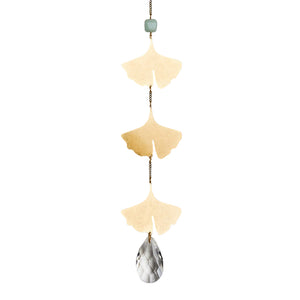 Scout Curated Wears Crystal Suncatcher Ginkgo Botanical Leaf and Amazonite