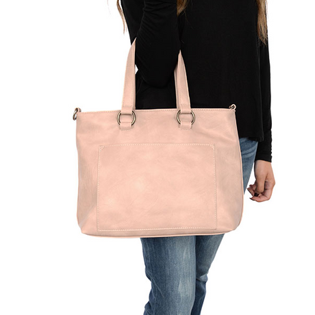 Vegan Leather Medium Nancy Tote - Light Pink